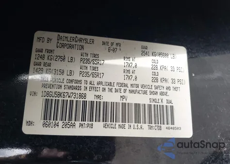 2007 Dodge Nitro Slt/Rt z USA, uszkodzony, nr VIN 1D8GU58K67W731868